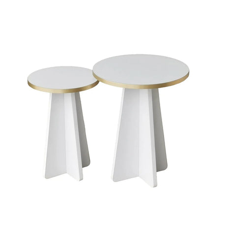 2er-Set Couchtisch Mushroom aus melaminbeschichteten Holz in Gold und Weiß von Hanah Home – Bild 6
