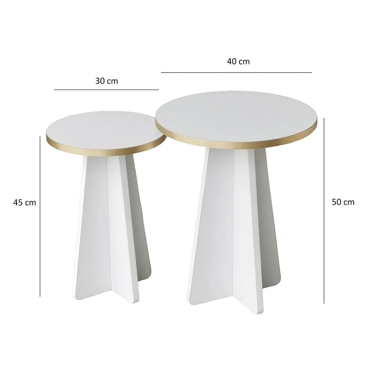 2er-Set Couchtisch Mushroom aus melaminbeschichteten Holz in Gold und Weiß von Hanah Home – Bild 7