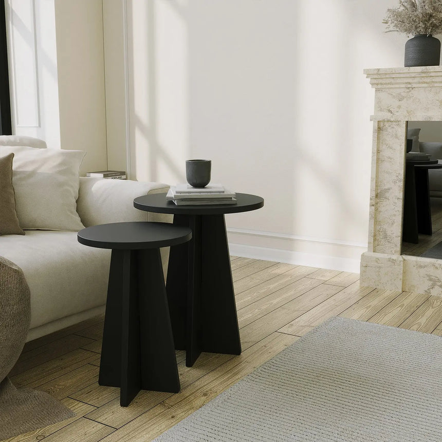 2er-Set Couchtisch Mushroom aus melaminbeschichteten Holz in Schwarz von Hanah Home – Bild 2