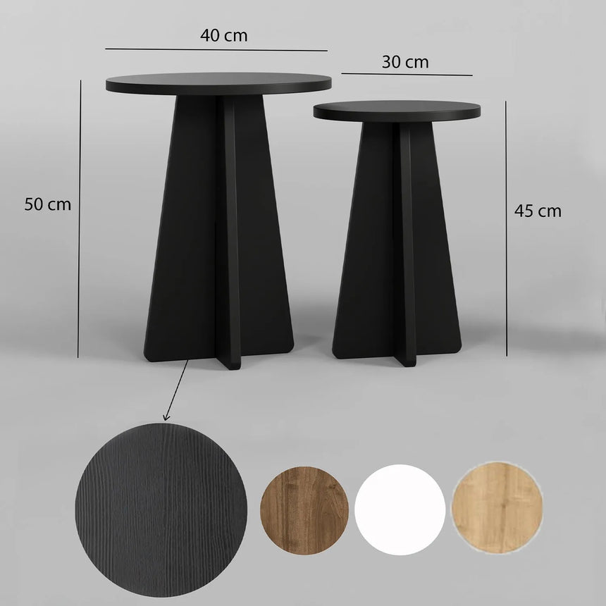 2er-Set Couchtisch Mushroom aus melaminbeschichteten Holz in Schwarz von Hanah Home – Bild 5