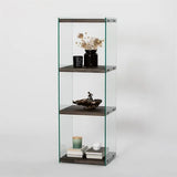 3-Fächer Regal Aqua aus gehärtetem Glas und Kiefernholz in Anthrazit, 40×35×120 cm von Hanah Home – Bild 3