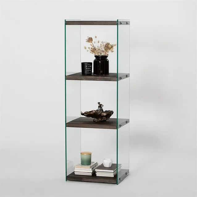3-Fächer Regal Aqua aus gehärtetem Glas und Kiefernholz in Anthrazit, 40×35×120 cm von Hanah Home – Bild 3