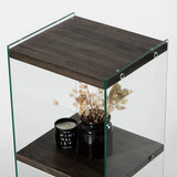 3-Fächer Regal Aqua aus gehärtetem Glas und Kiefernholz in Anthrazit, 40×35×120 cm von Hanah Home – Bild 4
