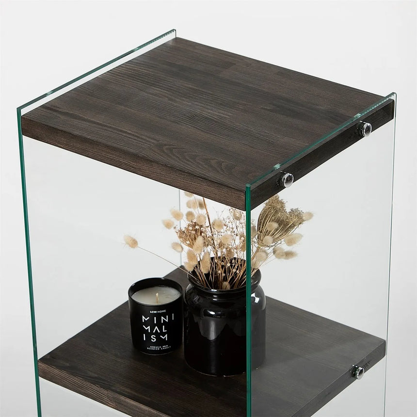 3-Fächer Regal Aqua aus gehärtetem Glas und Kiefernholz in Anthrazit, 40×35×120 cm von Hanah Home – Bild 4