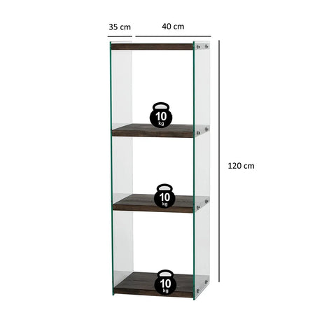 3-Fächer Regal Aqua aus gehärtetem Glas und Kiefernholz in Anthrazit, 40×35×120 cm von Hanah Home – Bild 6
