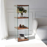 3-Fächer Regal Aqua aus gehärtetem Glas und Massivholz, 40×35×120 cm von Hanah Home – Bild 1