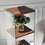 3-Fächer Regal Aqua aus gehärtetem Glas und Massivholz, 40×35×120 cm von Hanah Home – Bild 3