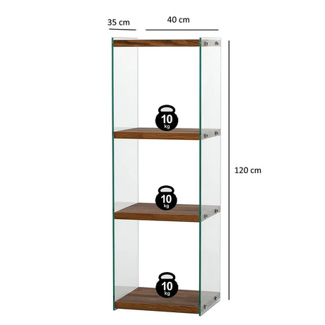3-Fächer Regal Aqua aus gehärtetem Glas und Massivholz, 40×35×120 cm von Hanah Home – Bild 8