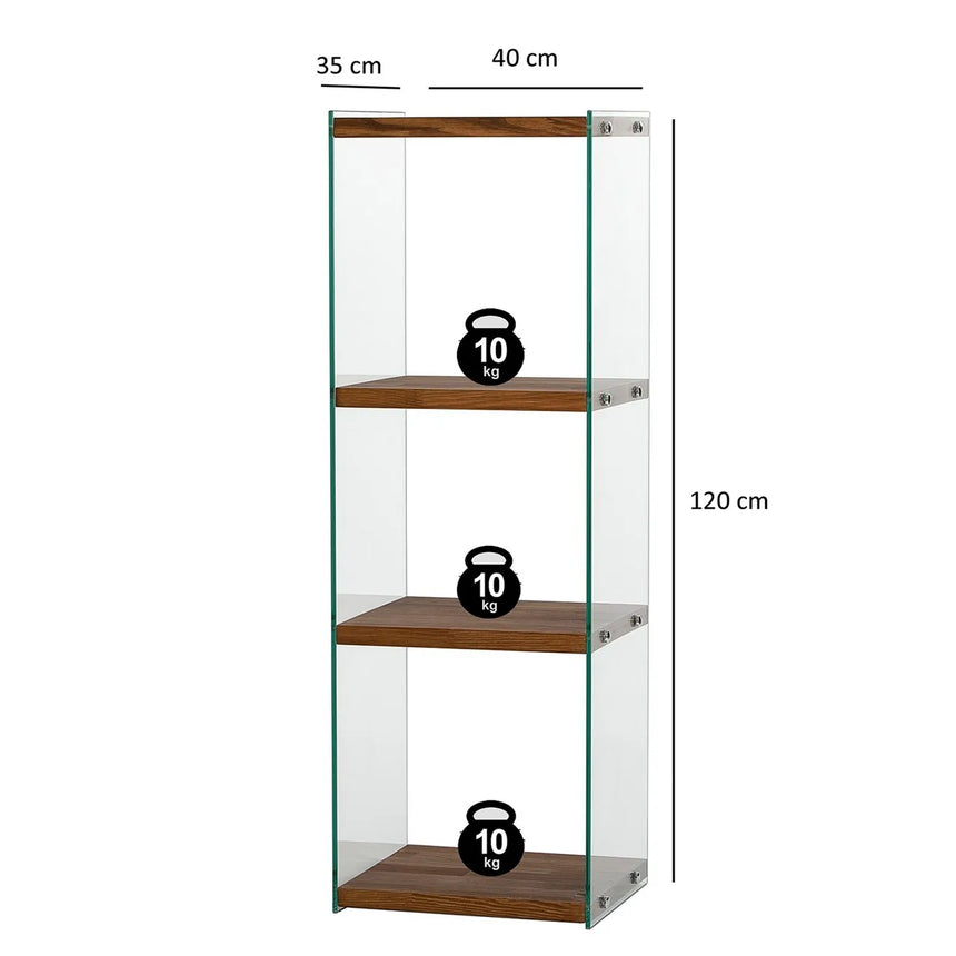 3-Fächer Regal Aqua aus gehärtetem Glas und Massivholz, 40×35×120 cm von Hanah Home – Bild 8
