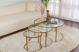 3er-Set Couchtisch Aurum aus gehärtetem Glas und Metall 80Ø von Hanah Home – Bild 1