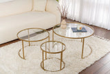 3er-Set Couchtisch Aurum aus gehärtetem Glas und Metall 80Ø von Hanah Home – Bild 3
