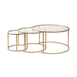 3er-Set Couchtisch Aurum aus gehärtetem Glas und Metall 80Ø - ZEN ZONE Furniture