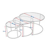 3er-Set Couchtisch Aurum aus gehärtetem Glas und Metall 80Ø - ZEN ZONE Furniture