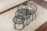 3er-Set Couchtisch Aurum aus gehärtetem Glas und Metall in Schwarz und Grau 80Ø von Hanah Home – Bild 4