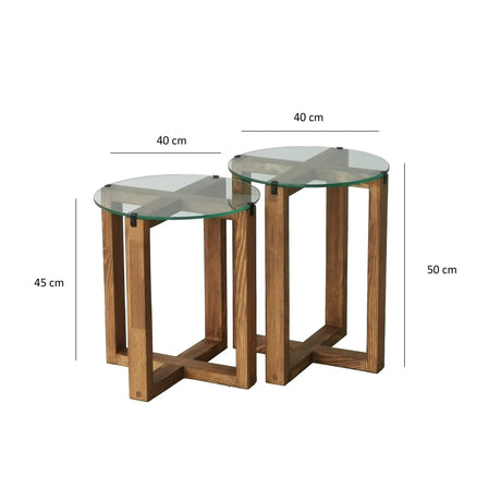 Beistelltisch Amalfi aus massivem Kiefernholz und gehärtetem Glas in Walnuss, 50×40×40 cm von Hanah Home – Bild 11