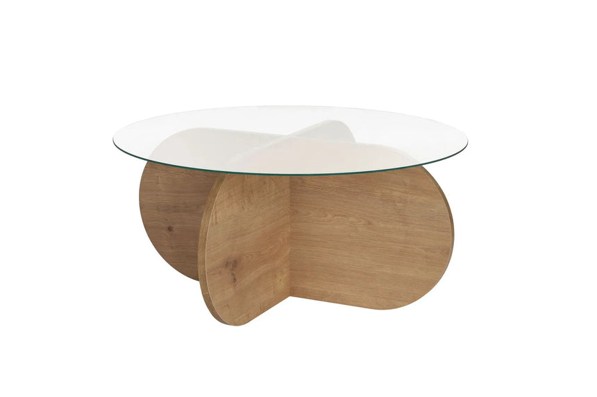 Couchtisch Aeris aus Holz und gehärtetem Glas, 75×75×35 cm von Hanah Home – Bild 6