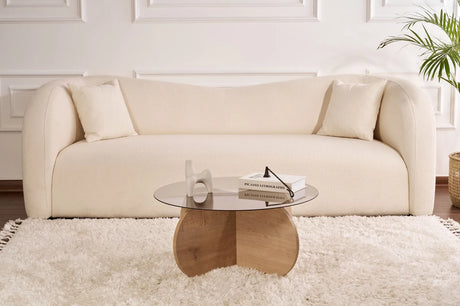 Couchtisch Aeris aus gehärtetem Glas und Holz in Saphir-Eiche und Rauch, 75×75×35 cm von Hanah Home – Bild 2