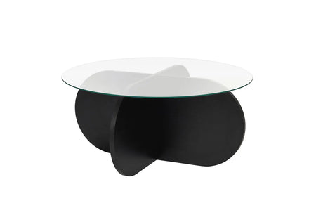Couchtisch Aeris aus gehärtetem Glas und Holz in Schwarz und Transparent, 75×75×35 cm von Hanah Home – Bild 6