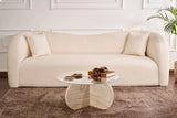 Couchtisch Aeris aus gehärtetem Glas und Holz in Travertin und Transparent, 75×75×35 cm von Hanah Home – Bild 2
