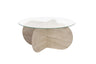 Couchtisch Aeris aus gehärtetem Glas und Holz in Travertin und Transparent, 75×75×35 cm von Hanah Home – Bild 6