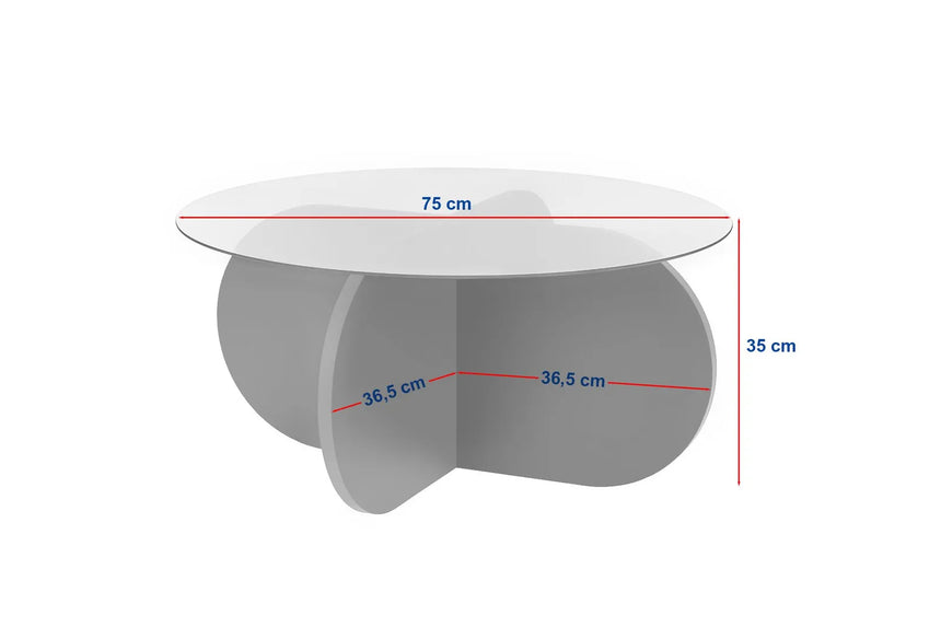 Couchtisch Aeris aus gehärtetem Glas und Holz in Travertin und Transparent, 75×75×35 cm von Hanah Home – Bild 7