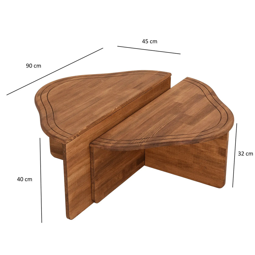 Couchtisch Altopiano aus massivem Kiefernholz in Kastanie, 90×45×40 cm von Hanah Home – Bild 6