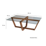 Couchtisch Amalfi aus massiver Kiefer und gehärtetem Glas in Walnuss, 105×65×35 cm von Hanah Home – Bild 10