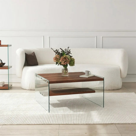 Couchtisch Aqua aus Kiefernholz und gehärtetem Glas, 75×75×40 cm von Hanah Home – Bild 2
