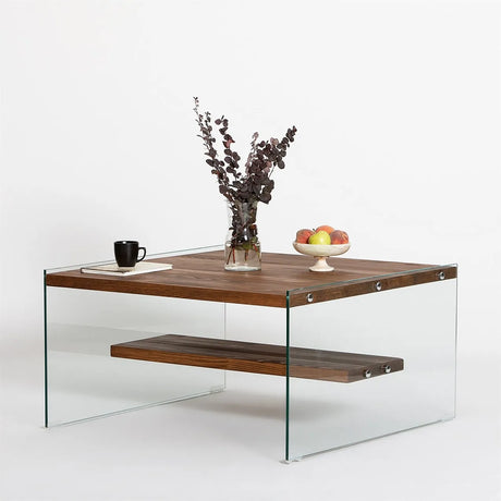 Couchtisch Aqua aus Kiefernholz und gehärtetem Glas, 75×75×40 cm von Hanah Home – Bild 4