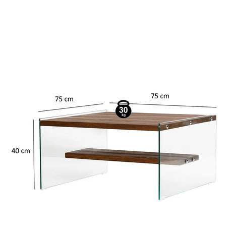 Couchtisch Aqua aus Kiefernholz und gehärtetem Glas, 75×75×40 cm von Hanah Home – Bild 8
