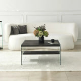 Couchtisch Aqua aus Kiefernholz und gehärtetem Glas in Anthrazit, 75×75×40 cm von Hanah Home – Bild 2