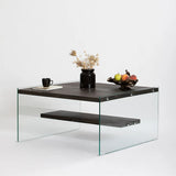 Couchtisch Aqua aus Kiefernholz und gehärtetem Glas in Anthrazit, 75×75×40 cm von Hanah Home – Bild 4