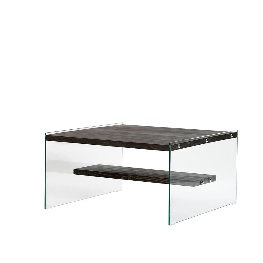 Couchtisch Aqua aus Kiefernholz und gehärtetem Glas in Anthrazit, 75×75×40 cm von Hanah Home – Bild 6