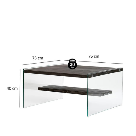 Couchtisch Aqua aus Kiefernholz und gehärtetem Glas in Anthrazit, 75×75×40 cm von Hanah Home – Bild 7