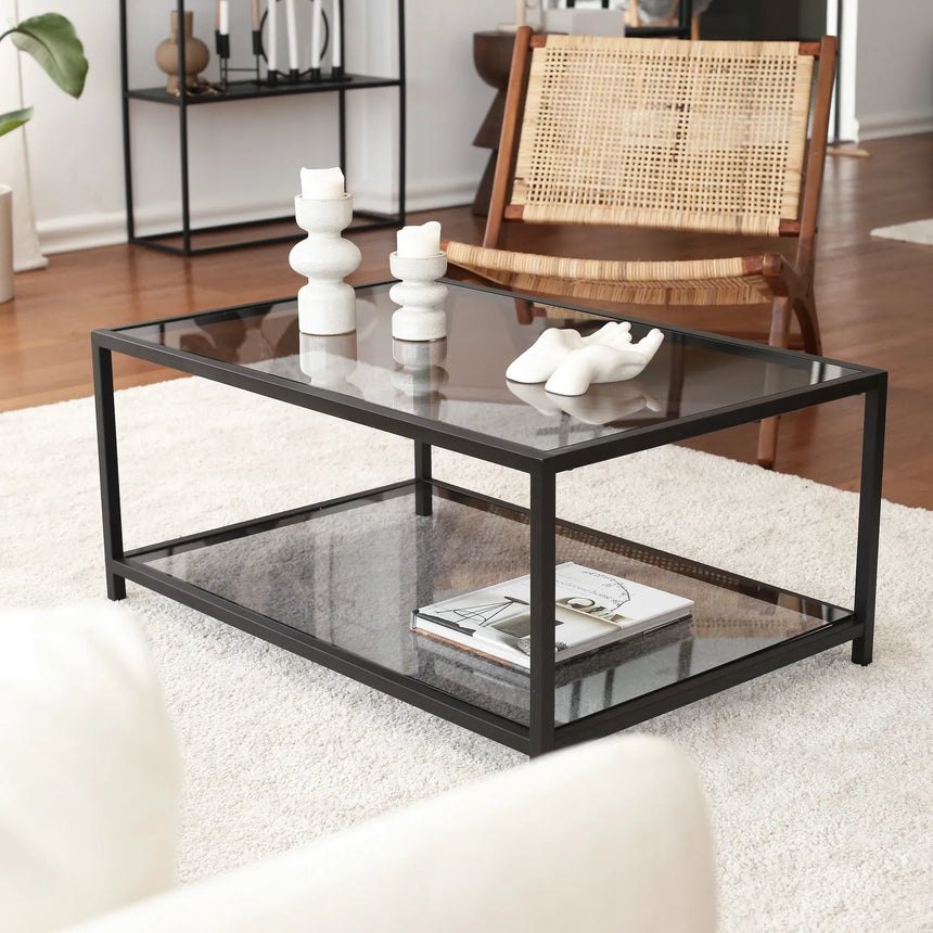 Couchtisch Astro aus gehärtetem Glas und Metall, 90×60×40 cm von Hanah Home – Bild 2