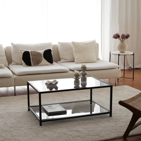 Couchtisch Astro aus gehärtetem Glas und Metall, 90×60×40 cm von Hanah Home – Bild 3