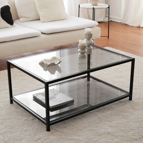 Couchtisch Astro aus gehärtetem Glas und Metall, 90×60×40 cm von Hanah Home – Bild 5