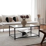 Couchtisch Astro aus gehärtetem Glas und Metall in Rauch und Schwarz, 90×60×40 cm von Hanah Home – Bild 1