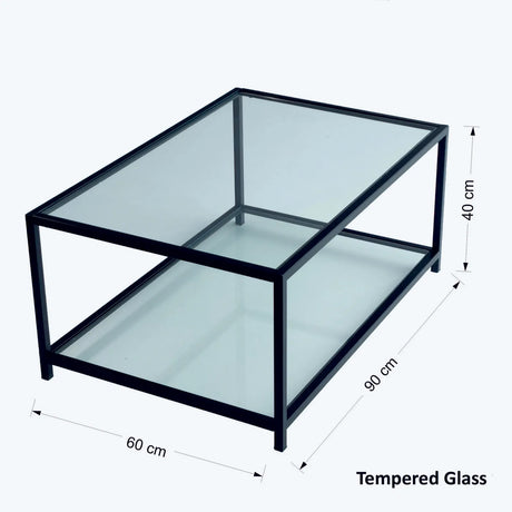 Couchtisch Astro aus gehärtetem Glas und Metall in Rauch und Schwarz, 90×60×40 cm von Hanah Home – Bild 10