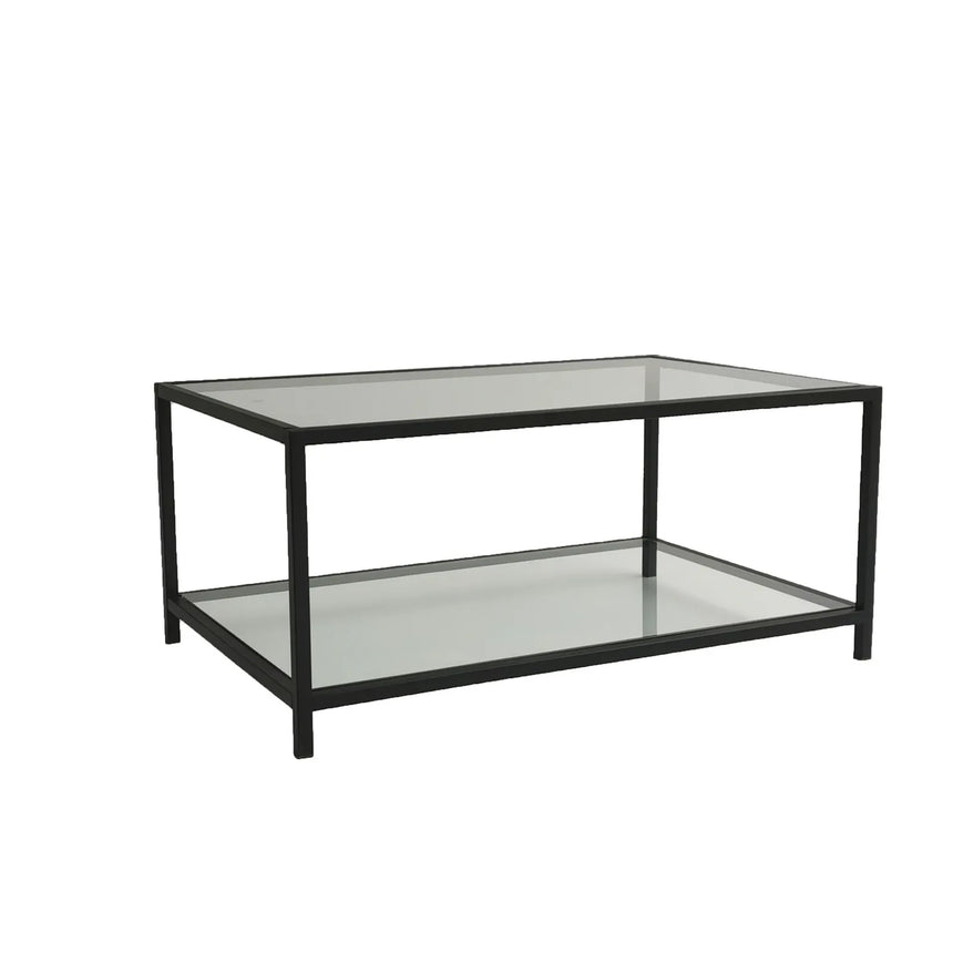 Couchtisch Astro aus gehärtetem Glas und Metall in Rauch und Schwarz, 90×60×40 cm von Hanah Home – Bild 6