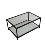 Couchtisch Astro aus gehärtetem Glas und Metall in Rauch und Schwarz, 90×60×40 cm von Hanah Home – Bild 7