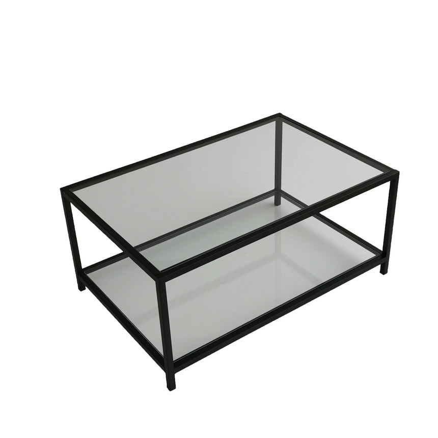 Couchtisch Astro aus gehärtetem Glas und Metall in Rauch und Schwarz, 90×60×40 cm von Hanah Home – Bild 7