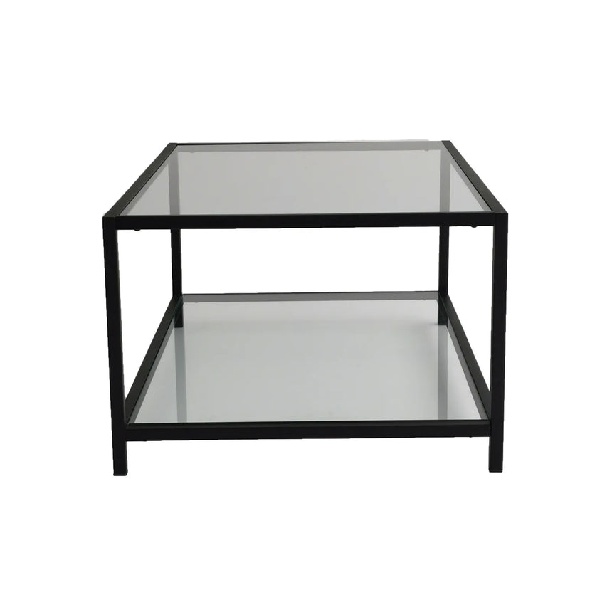 Couchtisch Astro aus gehärtetem Glas und Metall in Rauch und Schwarz, 90×60×40 cm von Hanah Home – Bild 8