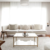 Couchtisch Astro aus gehärtetem Glas und Metall in Transparent und Gold, 90×60×40 cm von Hanah Home – Bild 4
