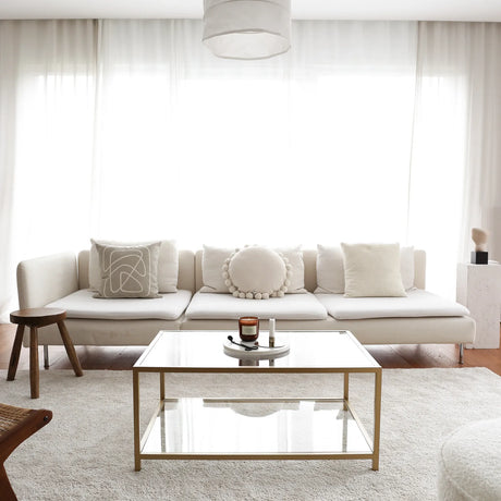 Couchtisch Astro aus gehärtetem Glas und Metall in Transparent und Gold, 90×60×40 cm von Hanah Home – Bild 4