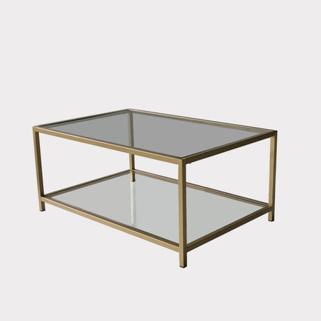 Couchtisch Astro aus gehärtetem Glas und Metall in Transparent und Gold, 90×60×40 cm von Hanah Home – Bild 6