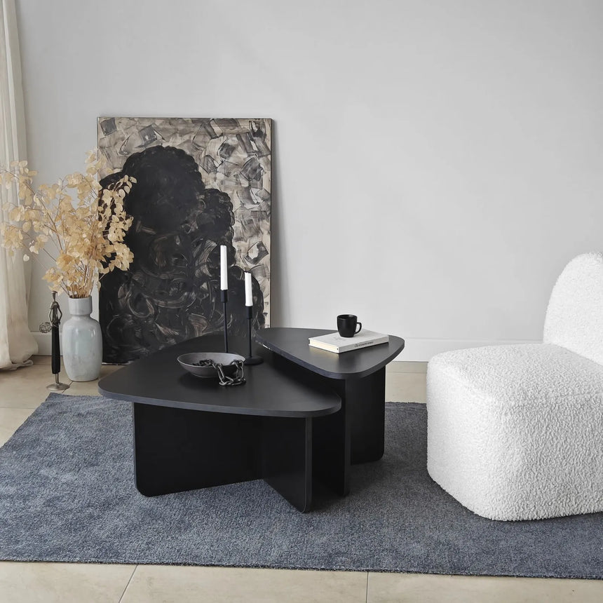 Couchtisch Ballare Set aus melaminharzbeschichteten Holz in Schwarz, 90×60×35 cm von Hanah Home – Bild 2