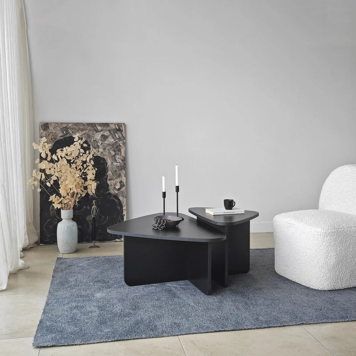 Couchtisch Ballare Set aus melaminharzbeschichteten Holz in Schwarz, 90×60×35 cm von Hanah Home – Bild 3