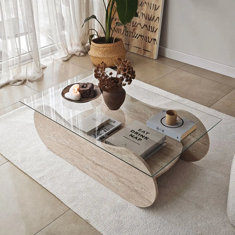 Couchtisch Brise aus gehärtetem Glas und Holz, 105×65×35 cm von Hanah Home – Bild 4