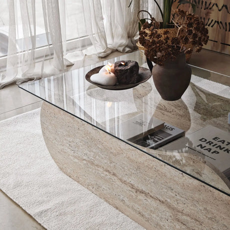 Couchtisch Brise aus gehärtetem Glas und Holz, 105×65×35 cm von Hanah Home – Bild 6